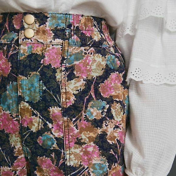 Anthropologie Anisa Floral Corduroy Joggers size SP petite size new with tag - Picture 5 of 8